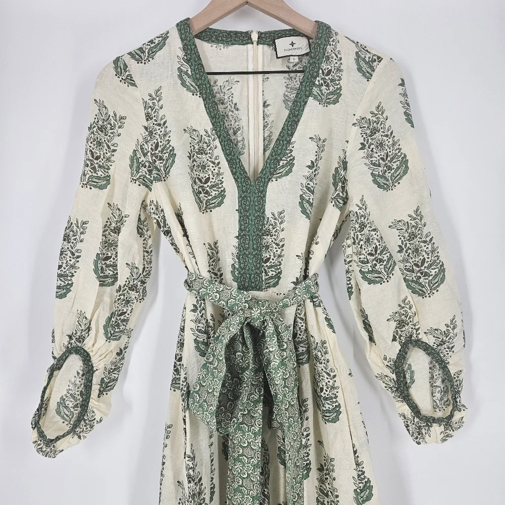 Tuckernuck Jade Terrace Cotton Linen Blend Rollins Maxi Dress - Picture 4 of 16